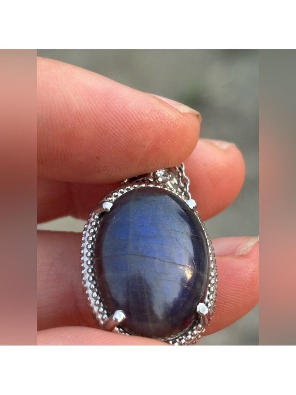 NEW Labradorite Stone Pendant Stainless Steel Necklace